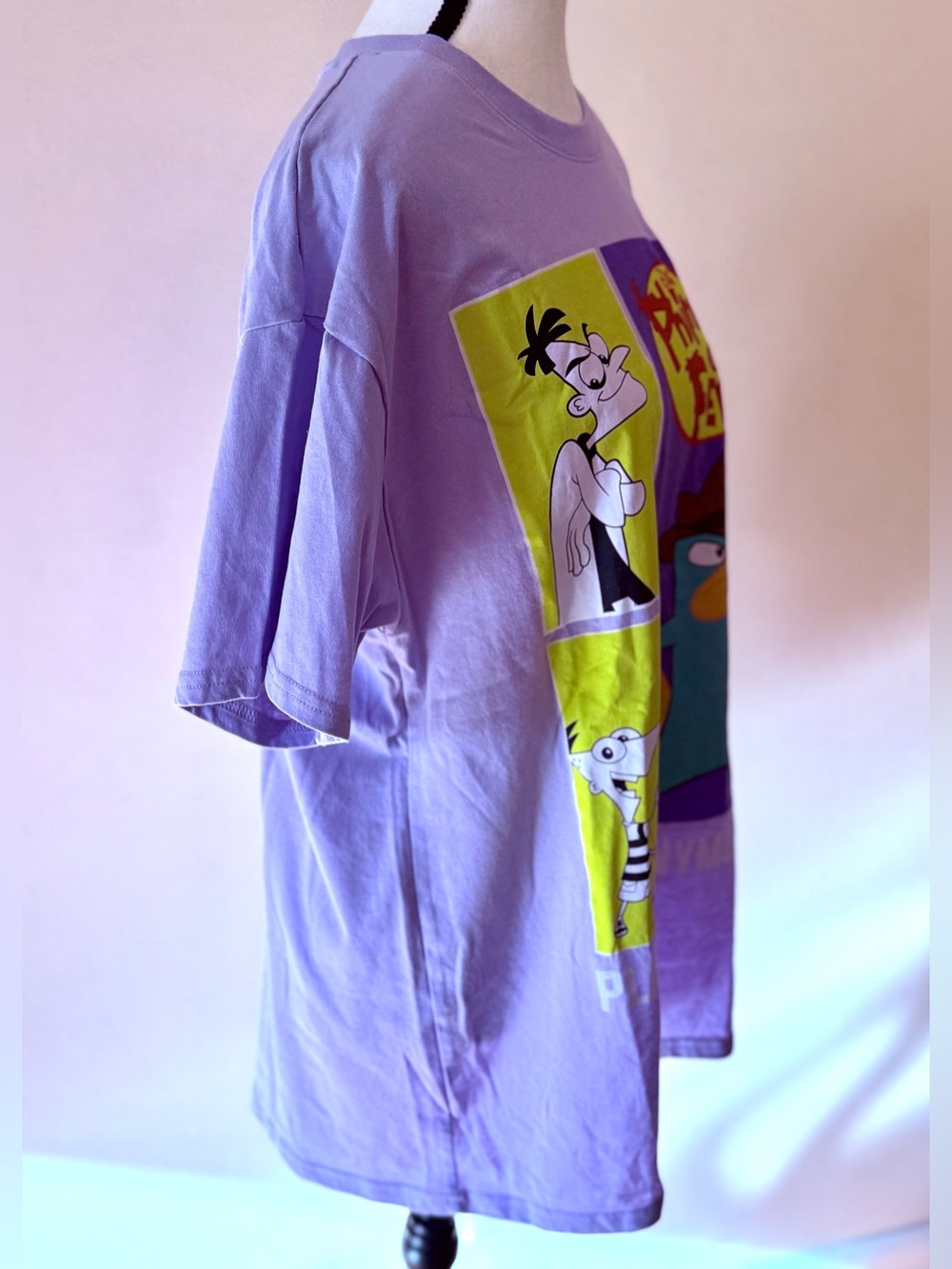 Disney Lavender Phineas and Ferb Character Panel Tee size Large - Picture 4 of 6